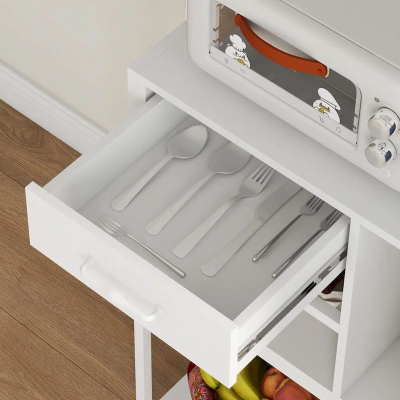 Étagère de Boulanger avec Prise de Courant et Lumières LED, Bar à Café avec Étagères de Rangement, Support de Micro-ondes Industriel