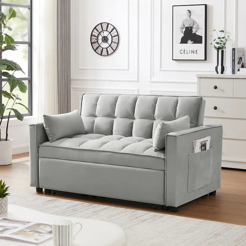 Canapé-lit futon moderne en velours, petit canapé deux places