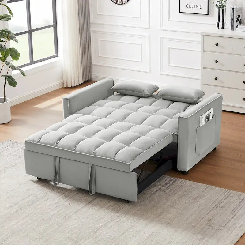 Canapé-lit futon moderne en velours, petit canapé deux places