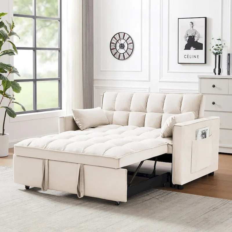 Canapé-lit futon moderne en velours, petit canapé deux places