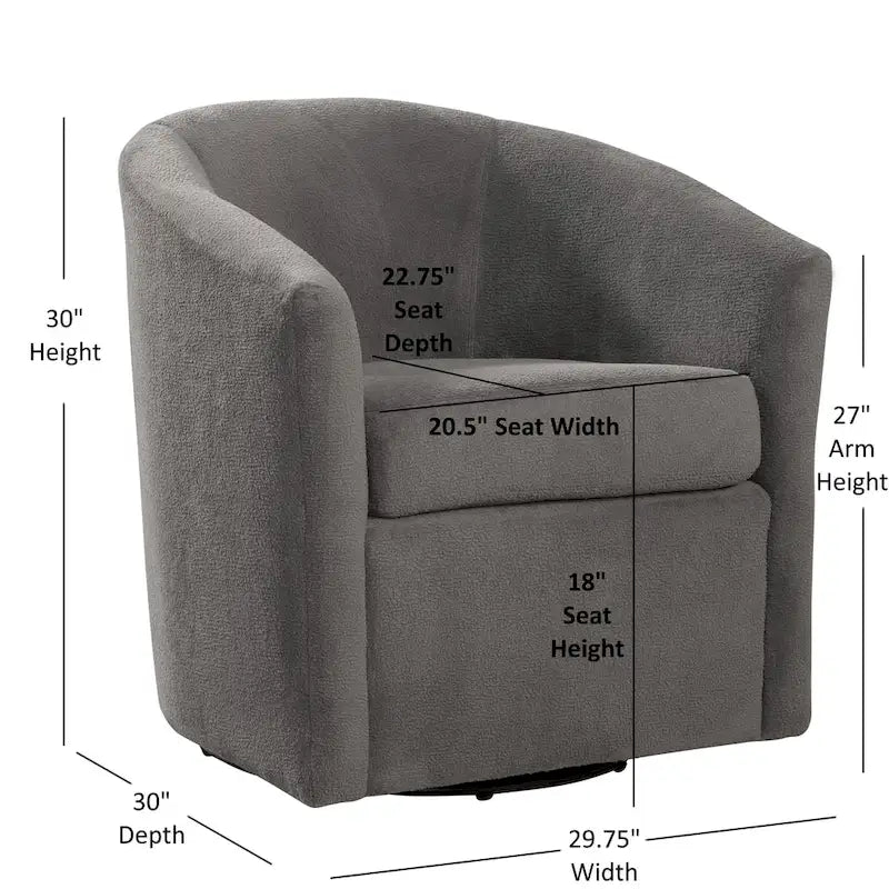 Fauteuil pivotant Odessa Barrel Style en tissu haute performance