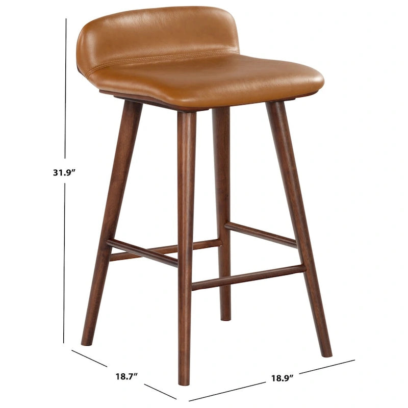 Tabouret de comptoir en cuir de 28 pouces - 19Lx19Px32H